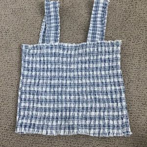 John Galt checkered smocked tank